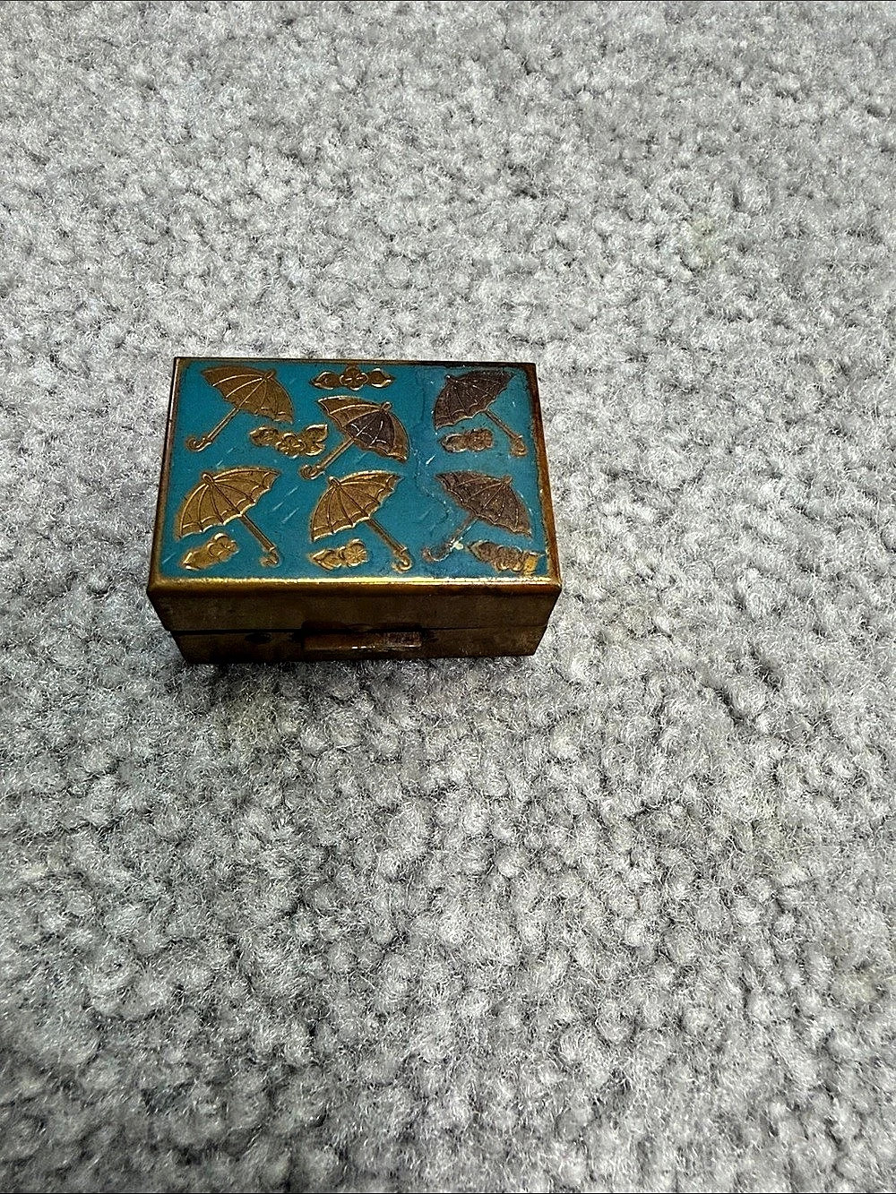 Vintage 1950's Gold Tone & Blue Metal Case